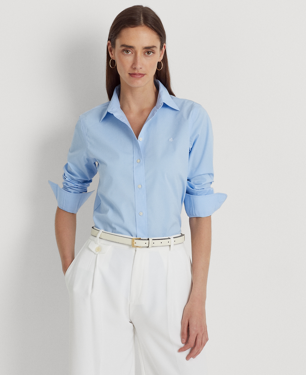 Lauren Ralph Lauren Non-iron Straight-fit Shirt, Regular & Petite In Blue