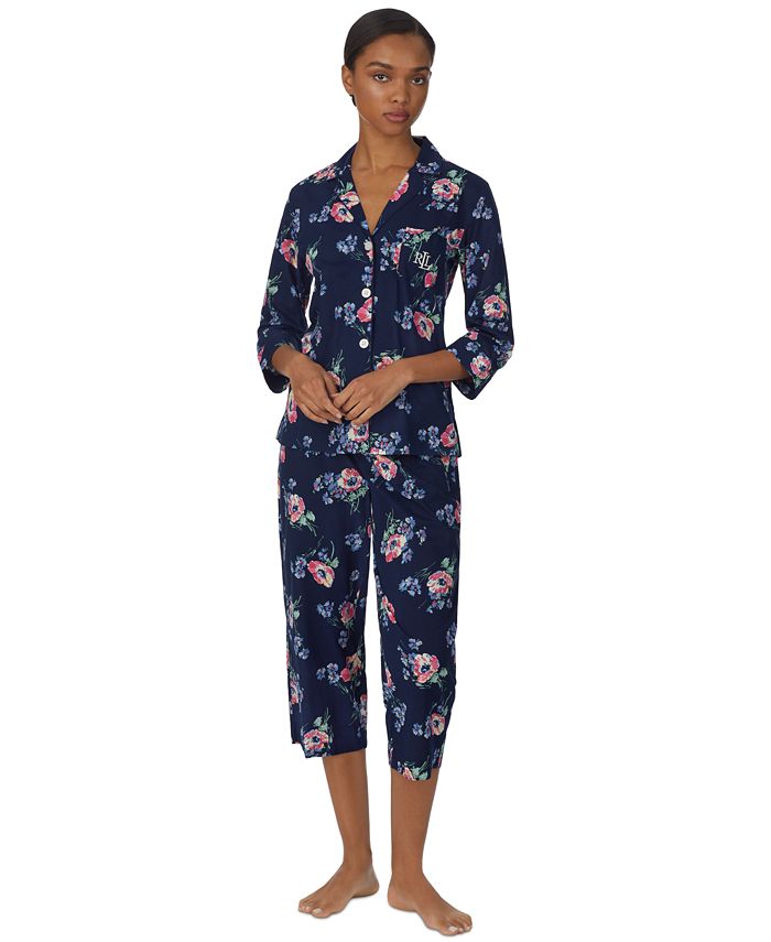 Lauren Ralph Lauren Petite 2-Pc. Cotton Cropped Pajamas Set - Macy's