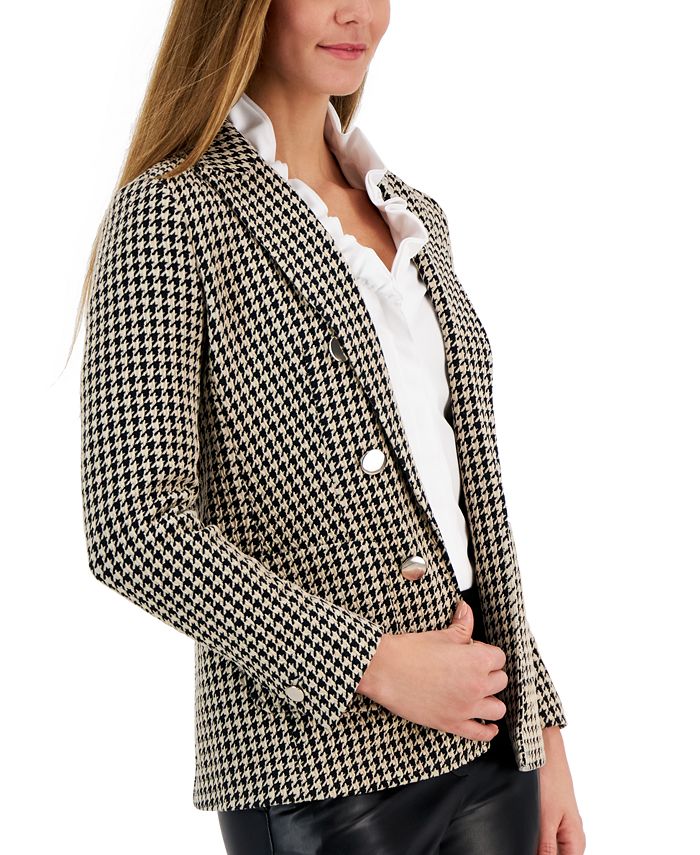 Anne Klein Women's Houndstooth FauxDoubleBreasted Jacket Macy's