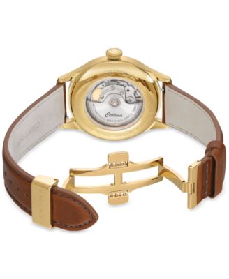 Men's Swiss Automatic DS Brown Leather Strap Watch 41mm