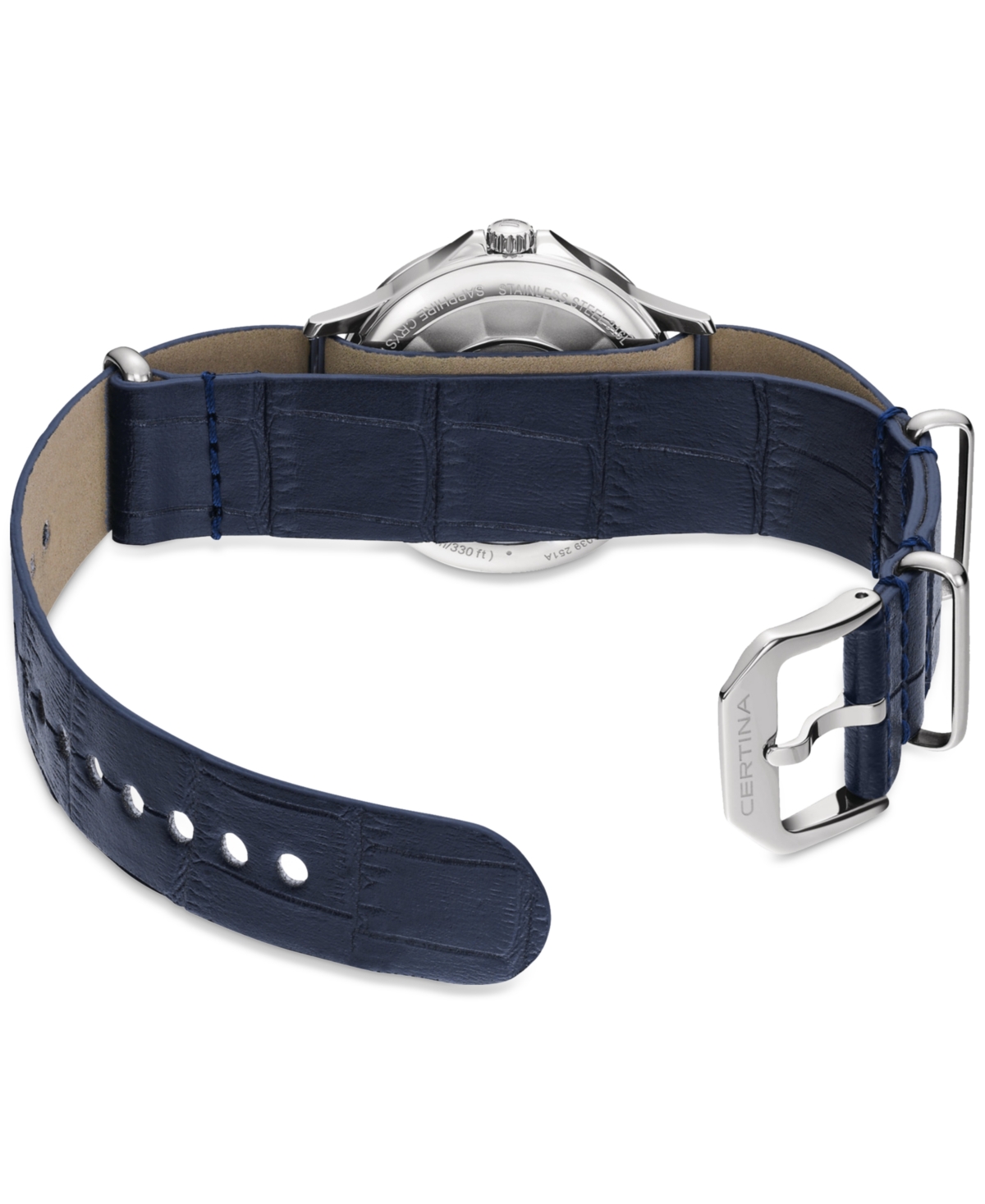 Shop Certina Women's Swiss Ds-6 Blue Leather Strap Watch 35mm