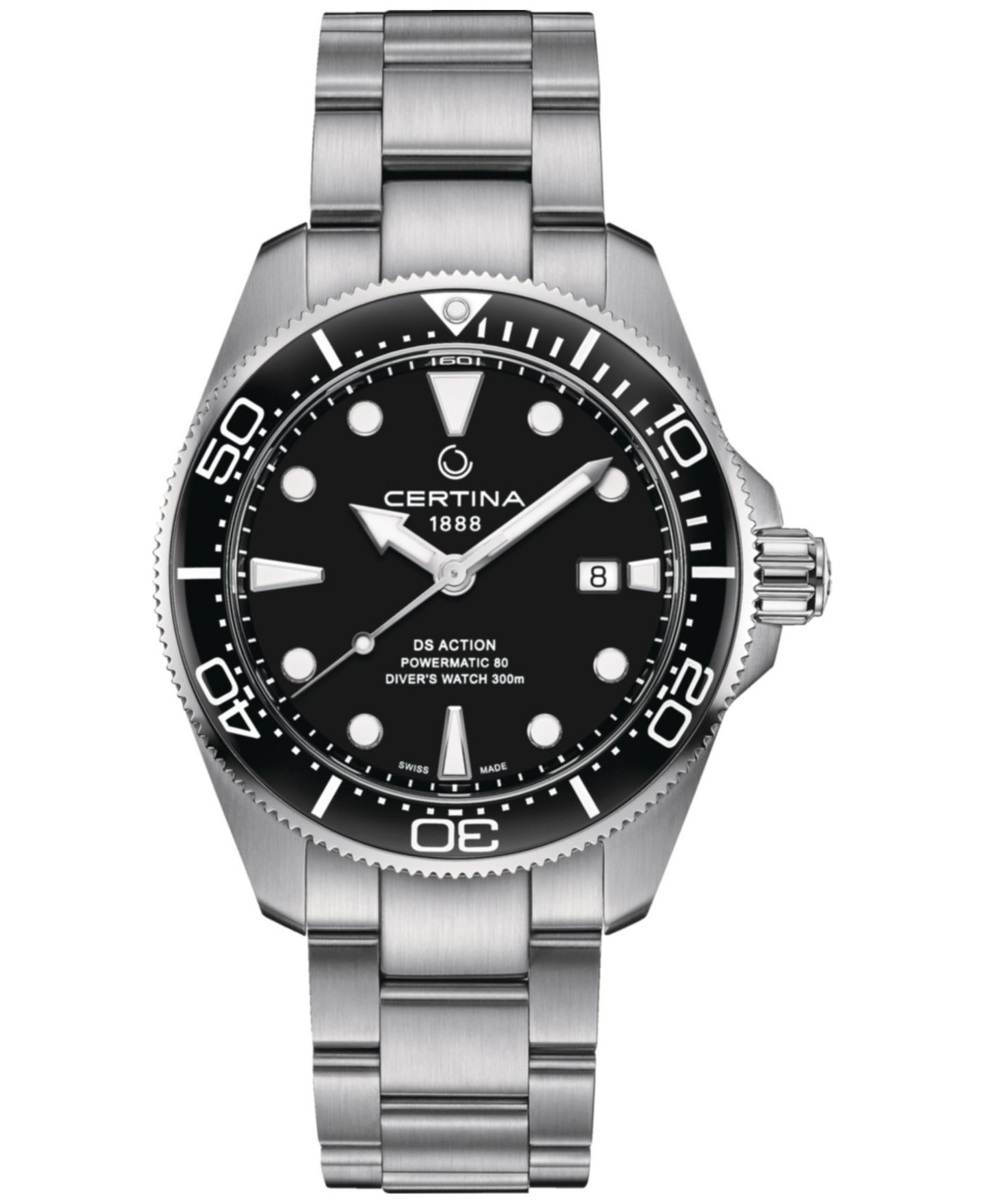 Мужские часы Certina Swiss Autometic DS Action Diver Stainless Steel Bracelet Watch 43mm — фото 1