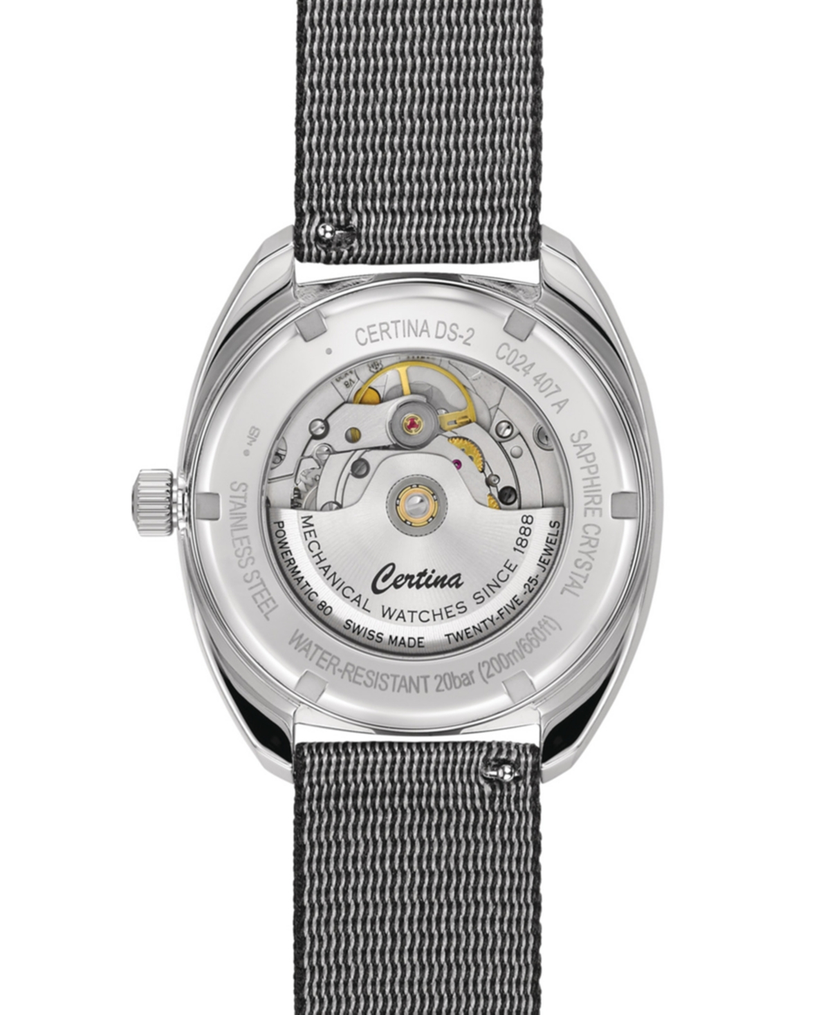 Shop Certina Men's Swiss Automatic Ds-2 Gray Synthetic Strap Watch 40mm In Silver