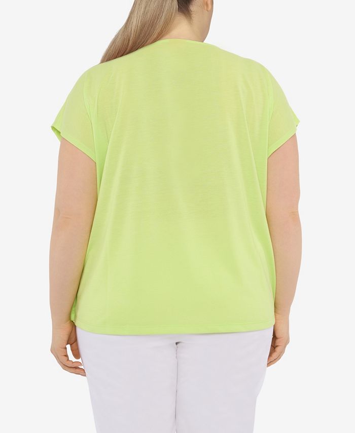 HEARTS OF PALM Plus Size Aqua Aficionada Solid Ring Neck Short Sleeve Top Macy's