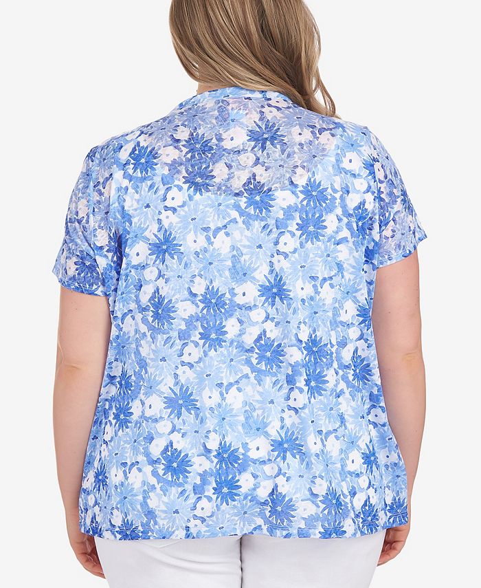 HEARTS OF PALM Plus Size Pretty in Paisley Printed Knit Short Sleeve