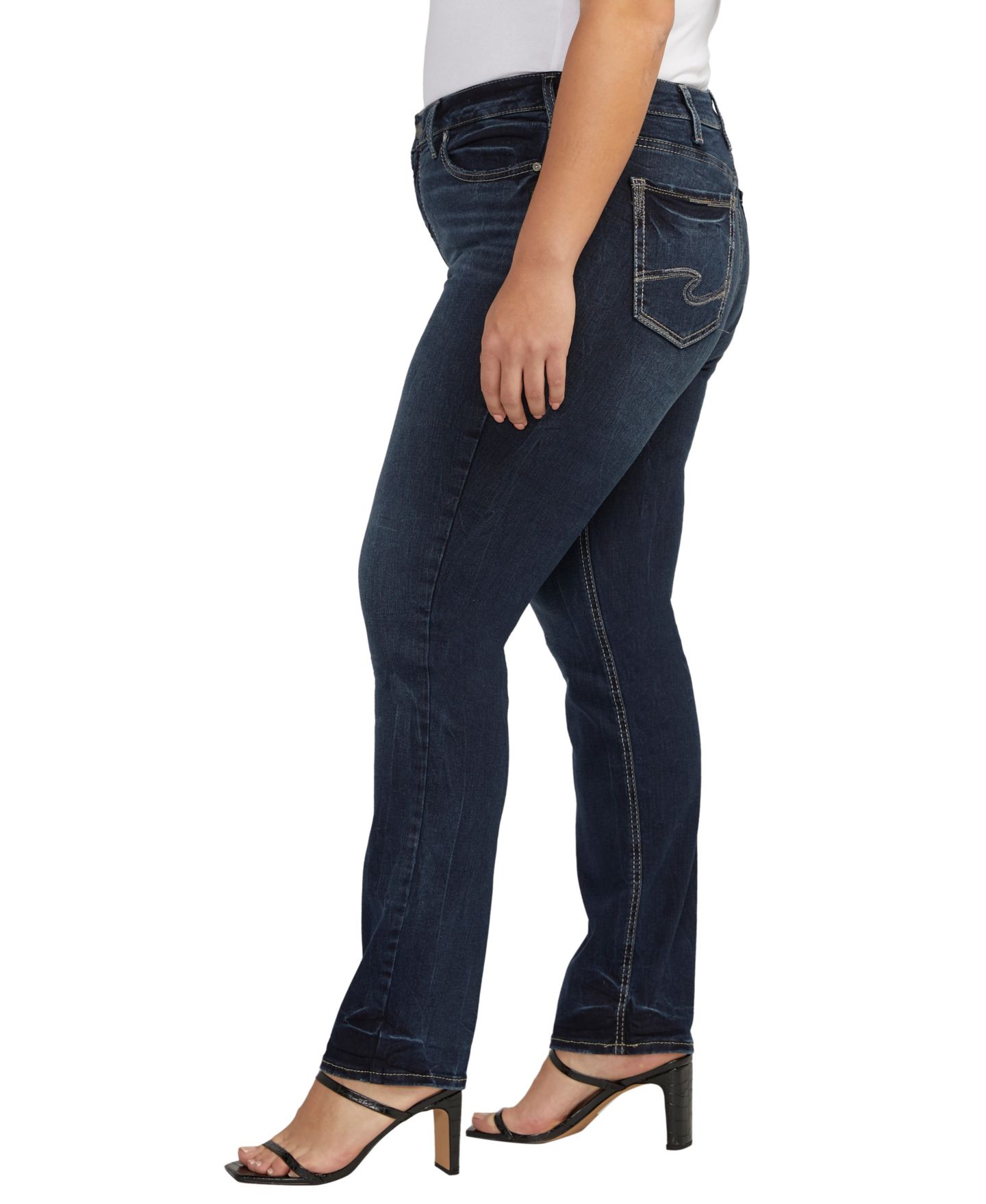 Женские джинсы Silver Jeans Co. Plus Size Suki Mid Rise Straight Leg, цвет: Индиго — фото 3