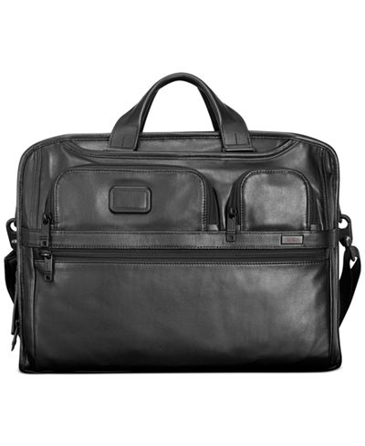 Tumi Alpha 2 Leather Compact Laptop Briefcase