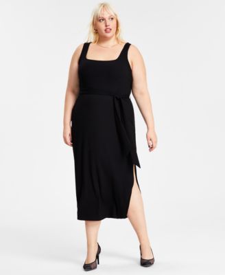 Bar III Plus Size Square Neck Rib Knit Midi Dress Created for Macy s Macy s