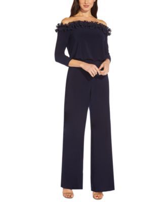 Adrianna Papell - Women's Off-The-Shoulder Ruffled Blouson Jumpsuit