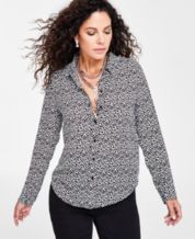 Short Sleeve Button Up Shirts Women's Petite Tops - Macy's