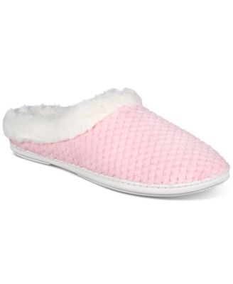 Charter Club - Women's Faux-Fur-Trim Hoodback Slippers
