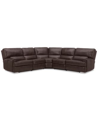 Furniture - 123" 5 Pc Zero Gravity Power Recliners Leather Sectional Sofa