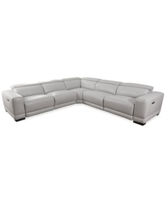 Furniture - Krofton 5-Pc. Beyond Leather Fabric Sectionals with 2 Power Motion Recliners