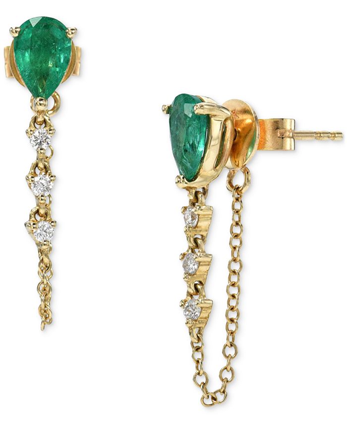 Zoe Lev Emerald 3 4 ct. t.w. Diamond 1 10 ct. t.w. Chain