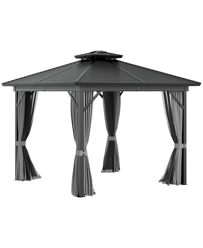 Outsunny 10x10 Hardtop Gazebo with Aluminum Frame, Permanent Metal Roof