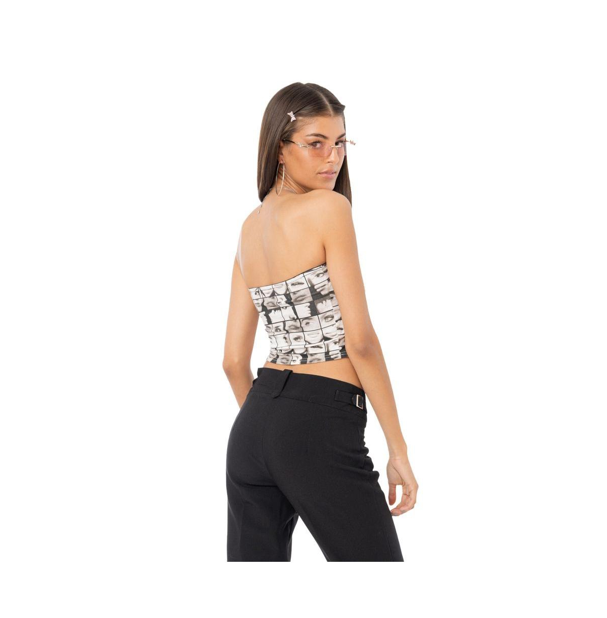 Women's Eyes Printed Strapless Top