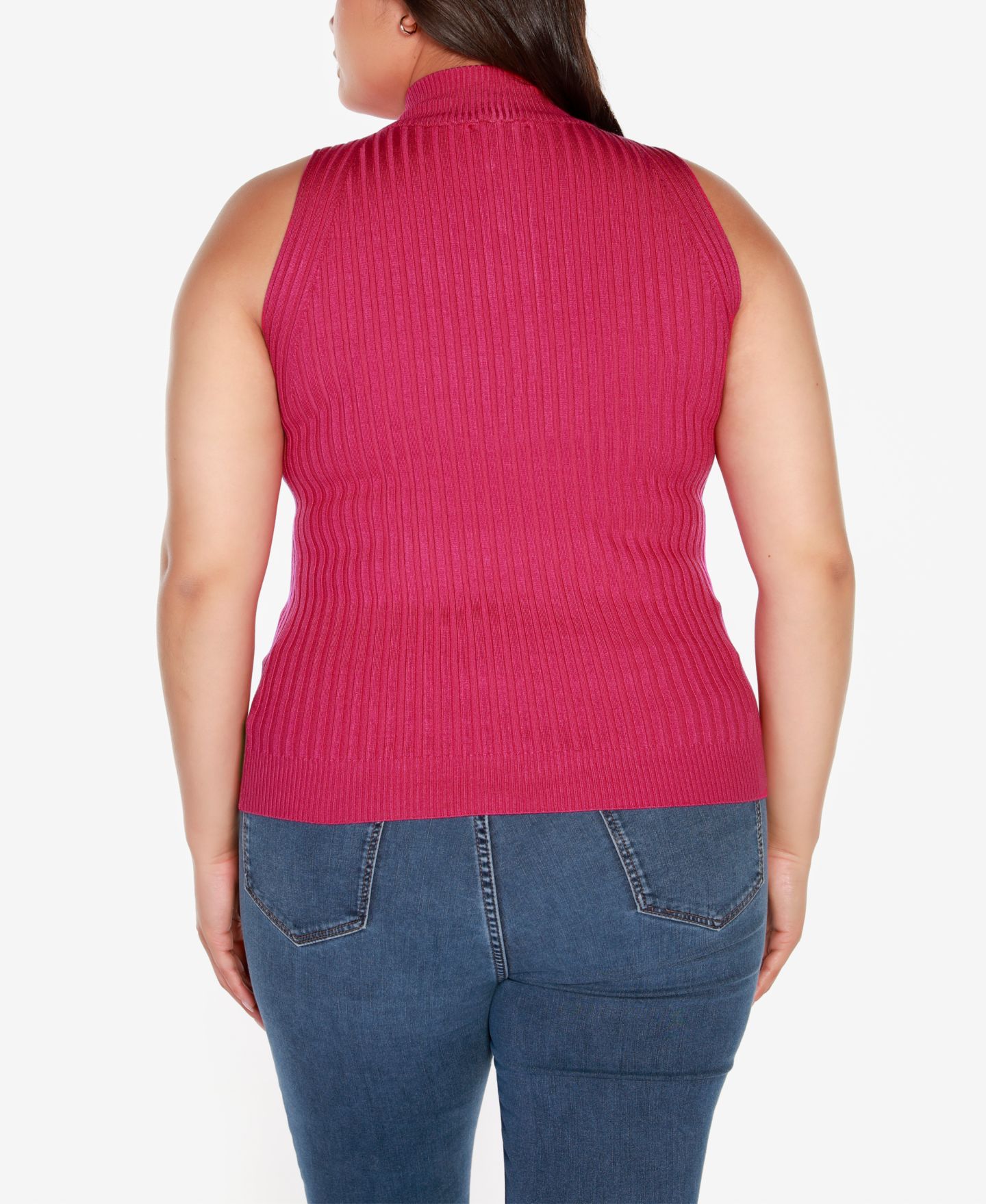 Женский свитер Belldini Black Label Plus Size Sleeveless Quarter Zip, цвет: Малиновый — фото 2