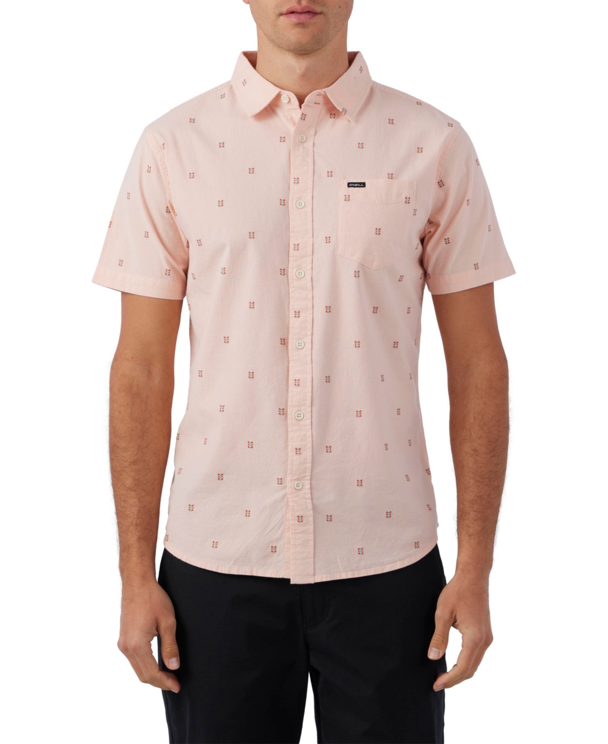 Shop O'neill Men's Quiver Stretch Dobby Short Sleeve Standard Shirt In Pink Dust