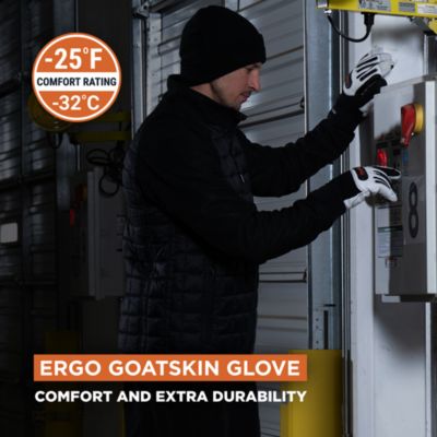 Men's Ergo Leather Work Gloves - Durable, Insulated, High-Dexterity Cold Weather Protection
