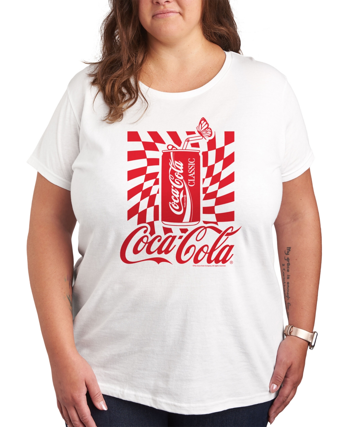 Shop Air Waves Trendy Plus Size Coca Cola Graphic T-shirt In White