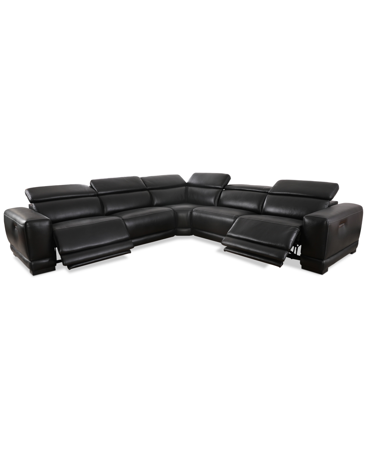 Furniture Krofton 5-pc. Beyond Leather Fabric Sectionals With 2 Power Motion Recliners, Created For Macy's In Blackberry