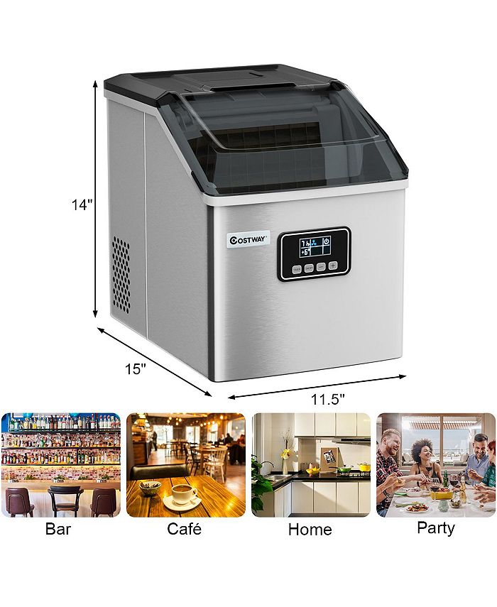 Costway 2 In 1 Ice Maker Water Dispenser Countertop 36Lbs/24H LCD