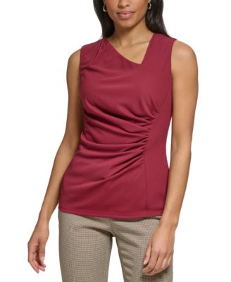 DKNY - Petite Asymmetrical Neckline Sleeveless Top