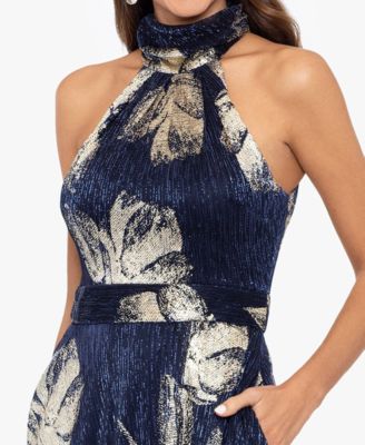 Women's Metallic-Print Halter Gown