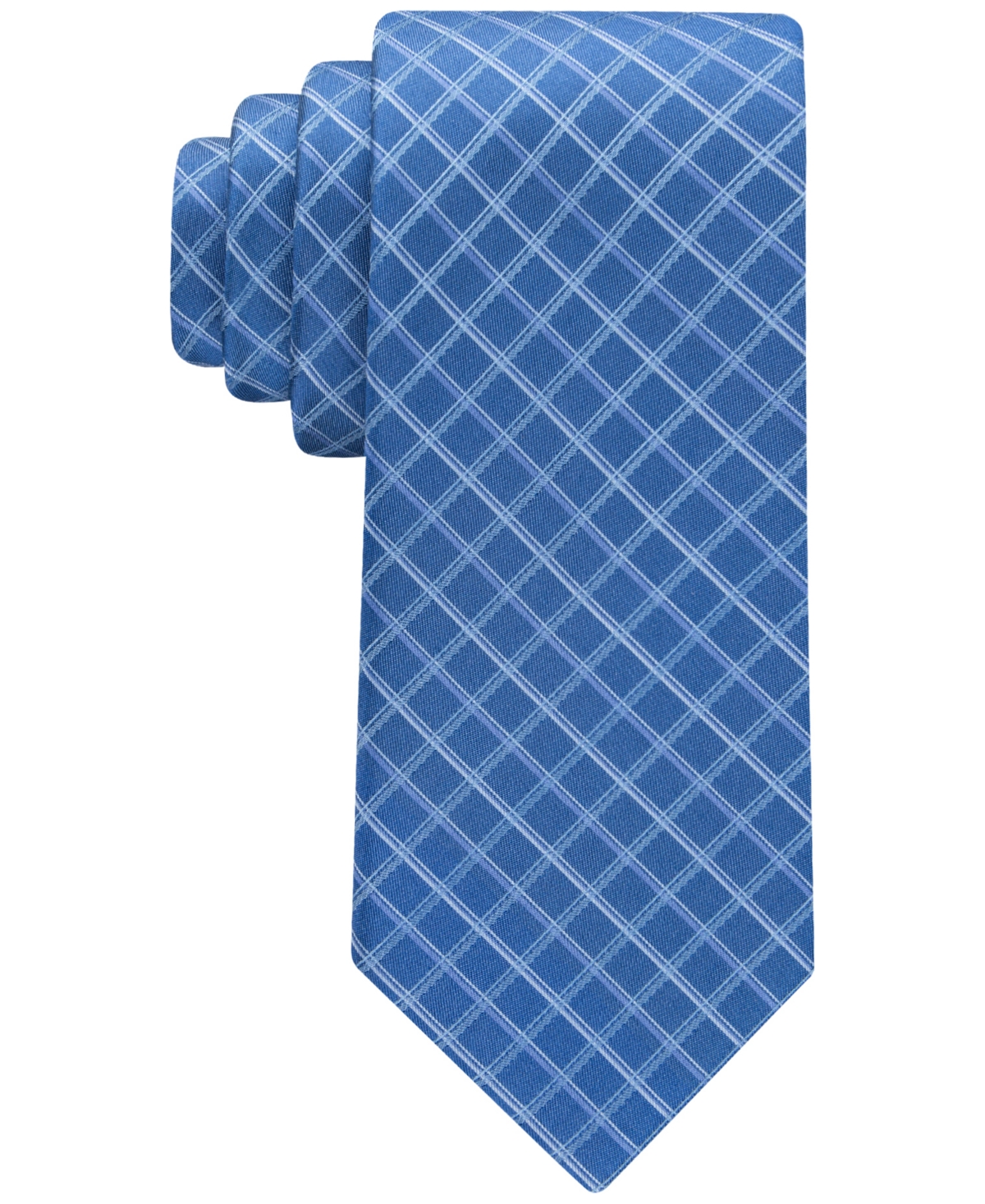 Calvin Klein Men's Windowpane Grid Tie In Blue