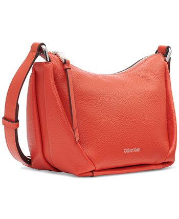 Calvin Klein Prism Top Zip Crossbody, Almond/Taupe/Spicy Orange