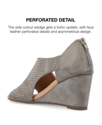 Women's Aretha Perforated Peep Toe Wedge Sandals