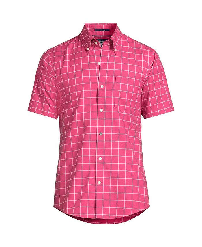 Lands' End Men's Short Sleeve Traditional Fit No Iron Sportshirt Macy's