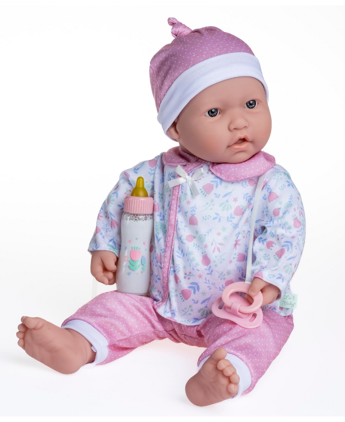 Jc Toys Kids' La Baby 17" Soft Body Baby Doll 3-piece Outfit With Pacifier, Magic Bottle Set In Multicolor