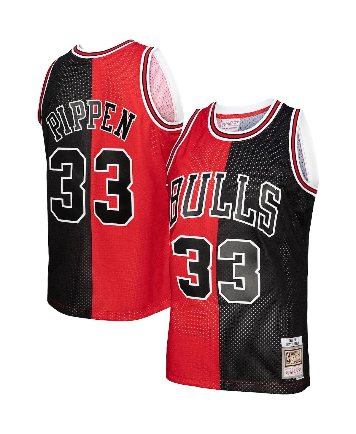Men's Mitchell & Ness Scottie Pippen Red, Black Chicago Bulls Big and Tall Hardwood Classics 1997-98 Split Swingman Jersey - Red, Black
