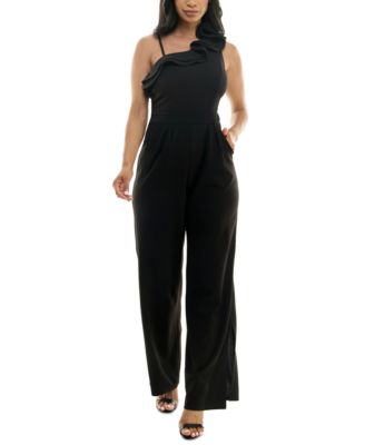 Emerald Sundae - Juniors' Ruffled One-Shoulder Jumpsuit