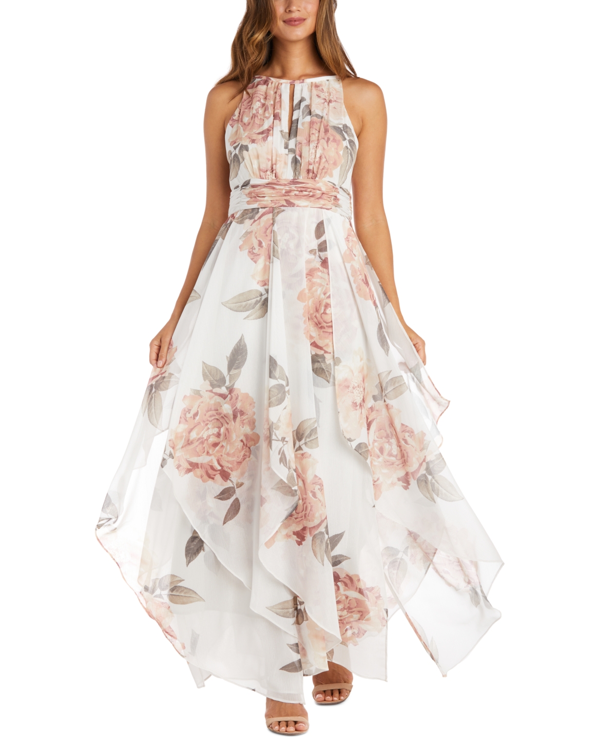 R & M Richards Floral-print Gown In Ivory | ModeSens