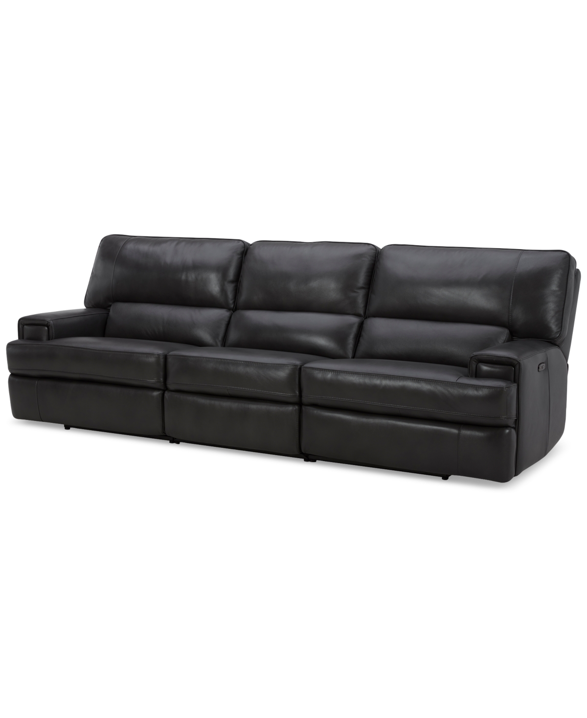 Furniture Binardo 118" 3 Pc Zero Gravity Leather Sectional With 2 Power Recliners, Created For Macy's In Charcoal