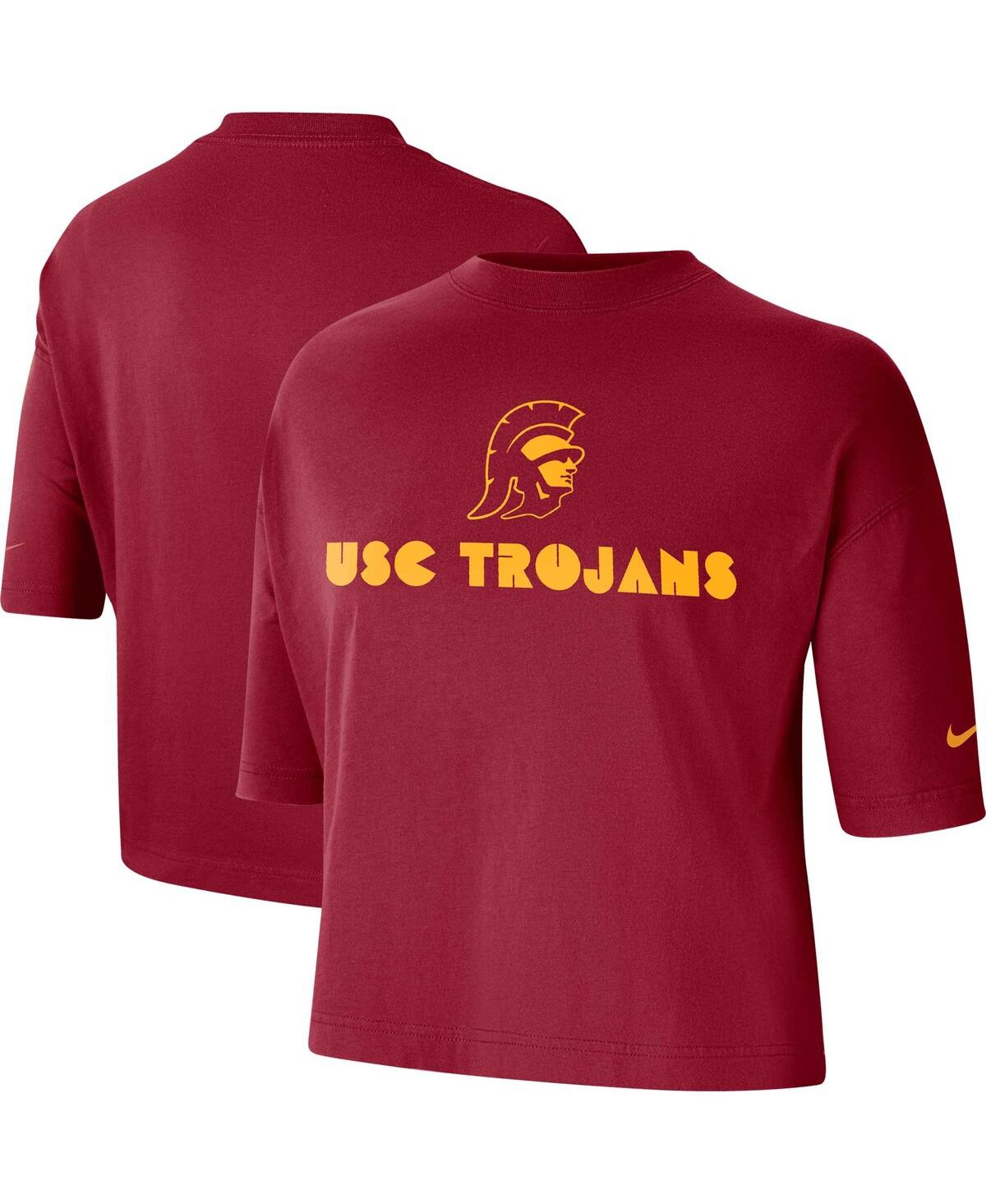 Shop Nike Women's  Cardinal Usc Trojans Crop Performance T-shirt