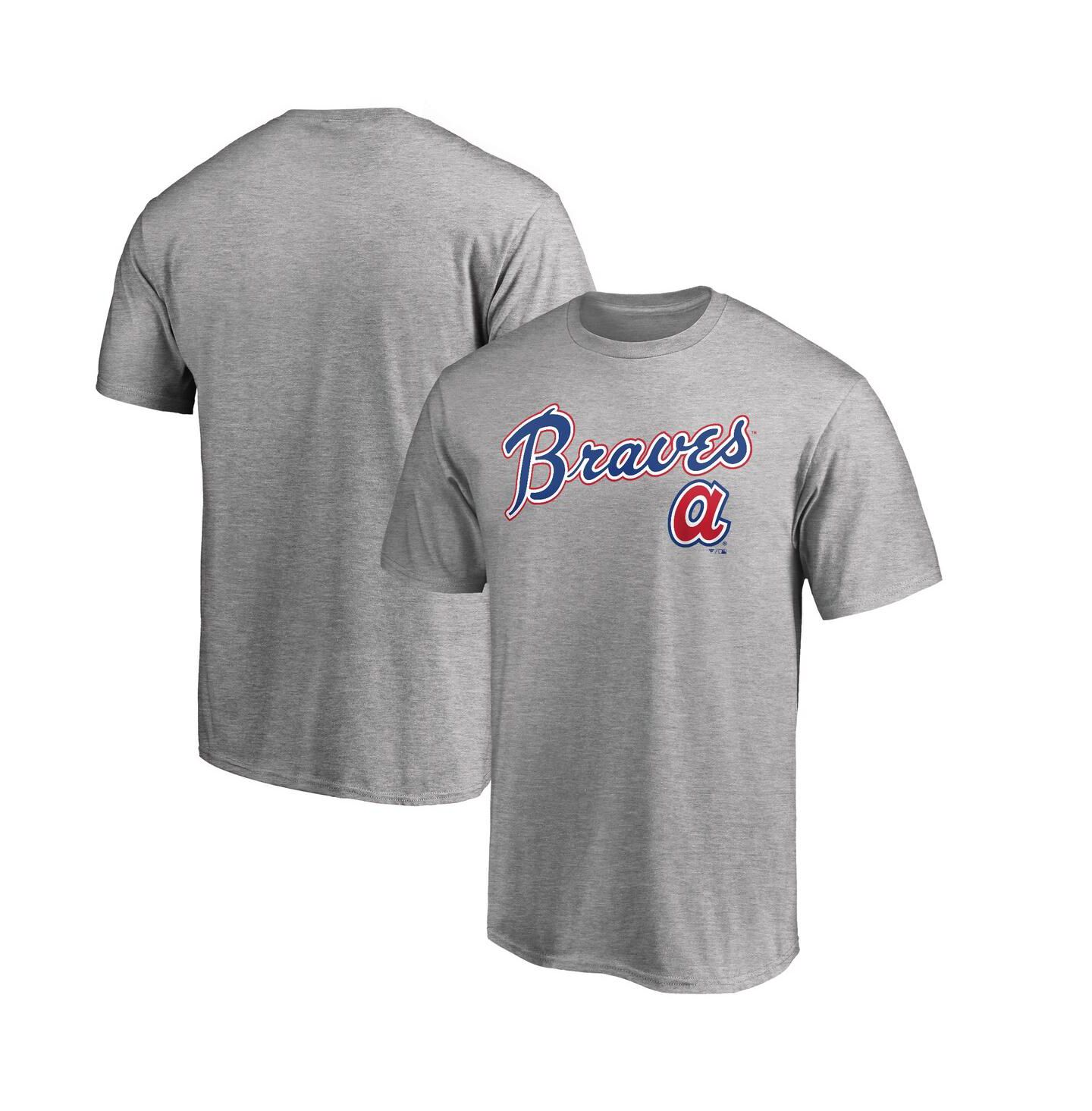 Мужская футболка Fanatics Heathered Gray Atlanta Braves Cooperstown Wahconah — фото 2