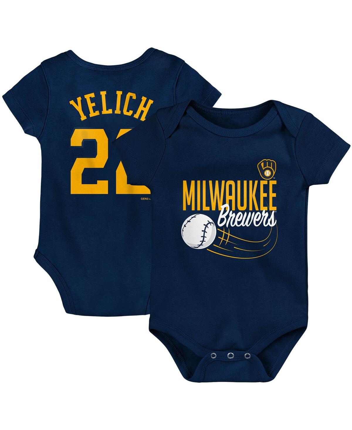Outerstuff Newborn And Infant Boys And Girls Christian Yelich Navy Milwaukee Brewers Slugger Name And Number Bo In Navy
