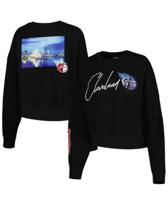 Women's Black Cleveland Guardians City Scape Pullover Sweatshirt