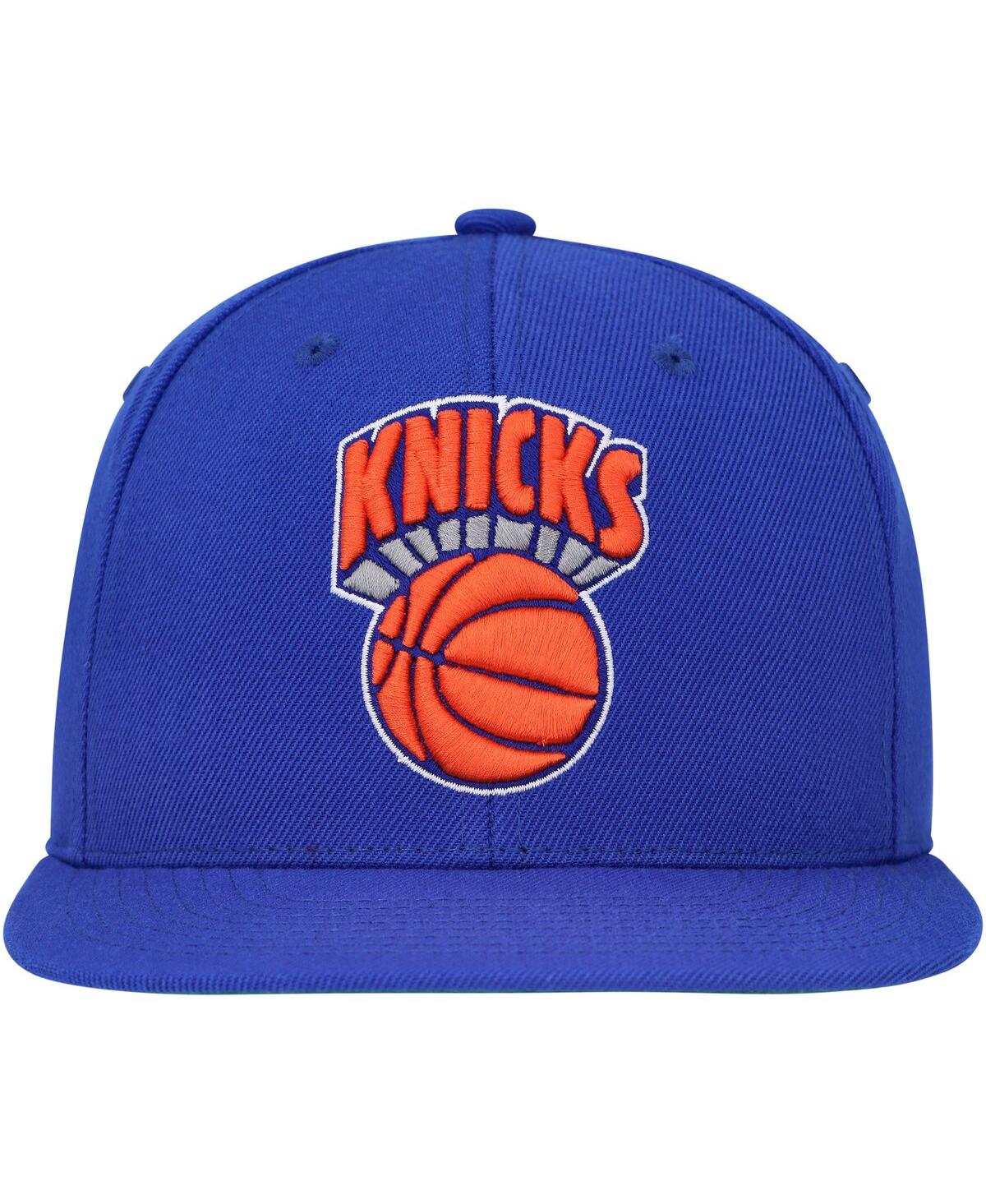 Shop Mitchell & Ness Men's  Blue New York Knicks Hardwood Classics Mvp Team Ground 2.0 Fitted Hat