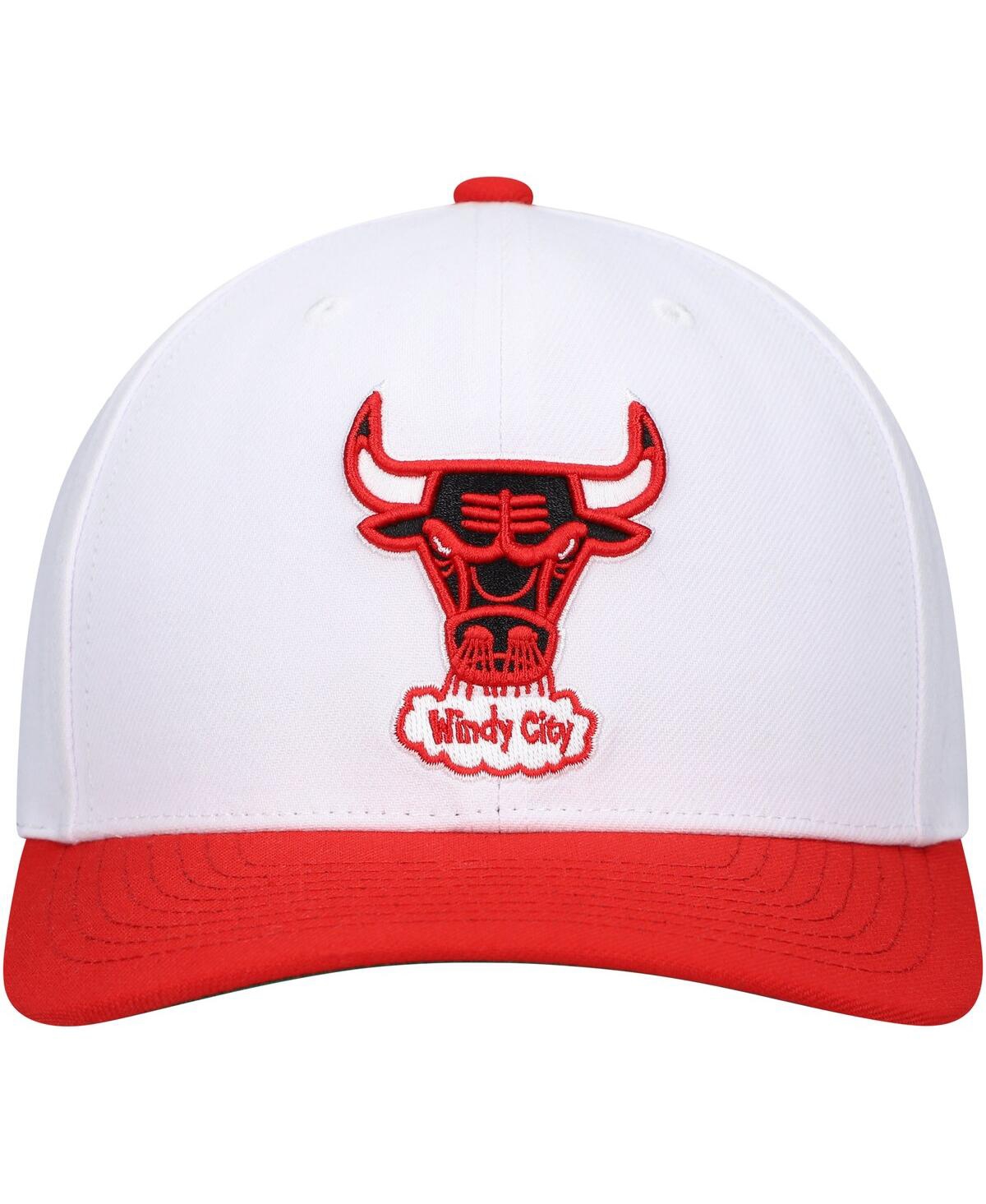 Mitchell & Ness Men's  White, Red Chicago Bulls Hardwood Classics Core 2-tone 2.0 Pro Snapback Hat In White,red