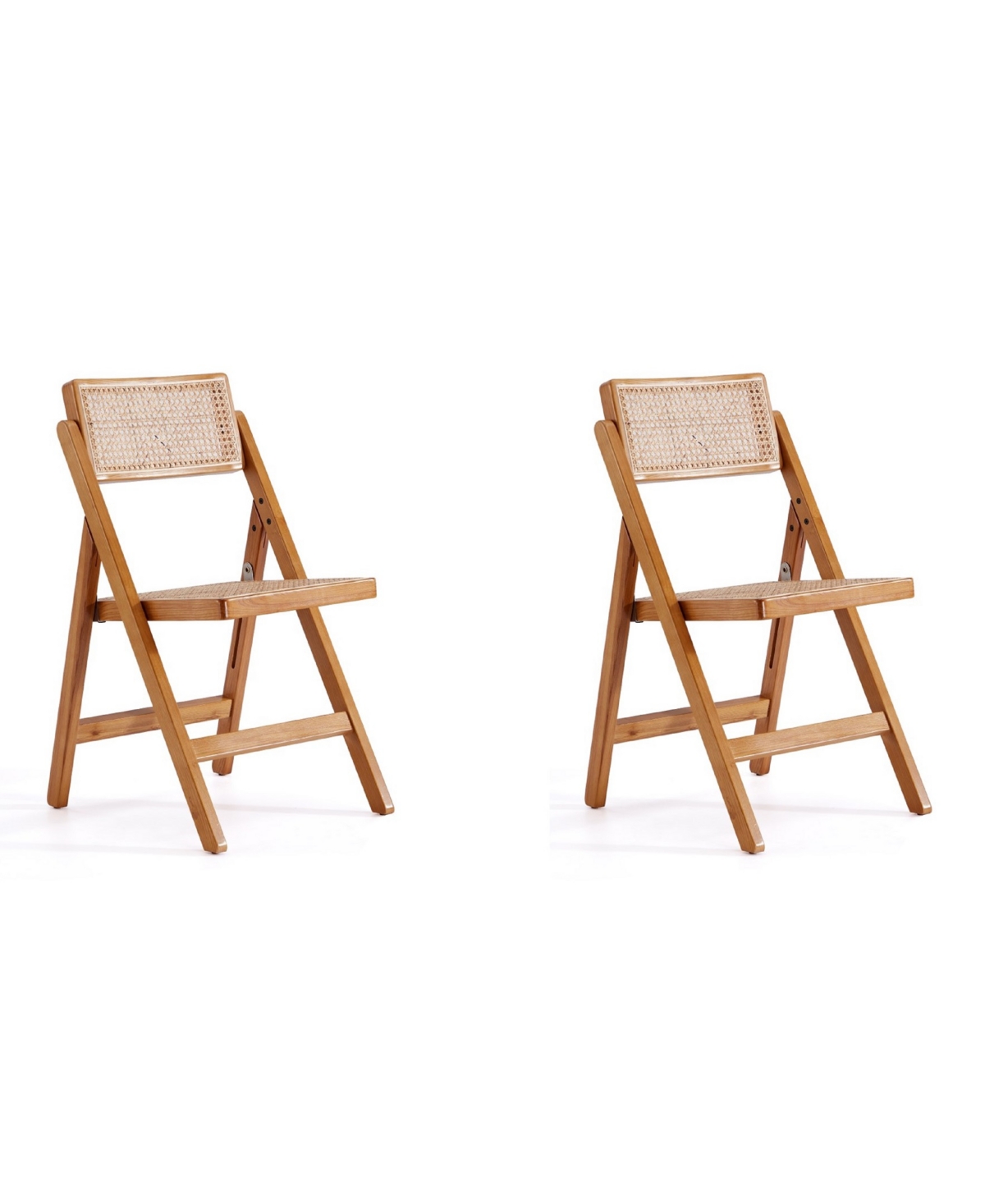 Manhattan Comfort Pullman 2-piece Ash Wood And Natural Cane Folding Dining Chair In Nature