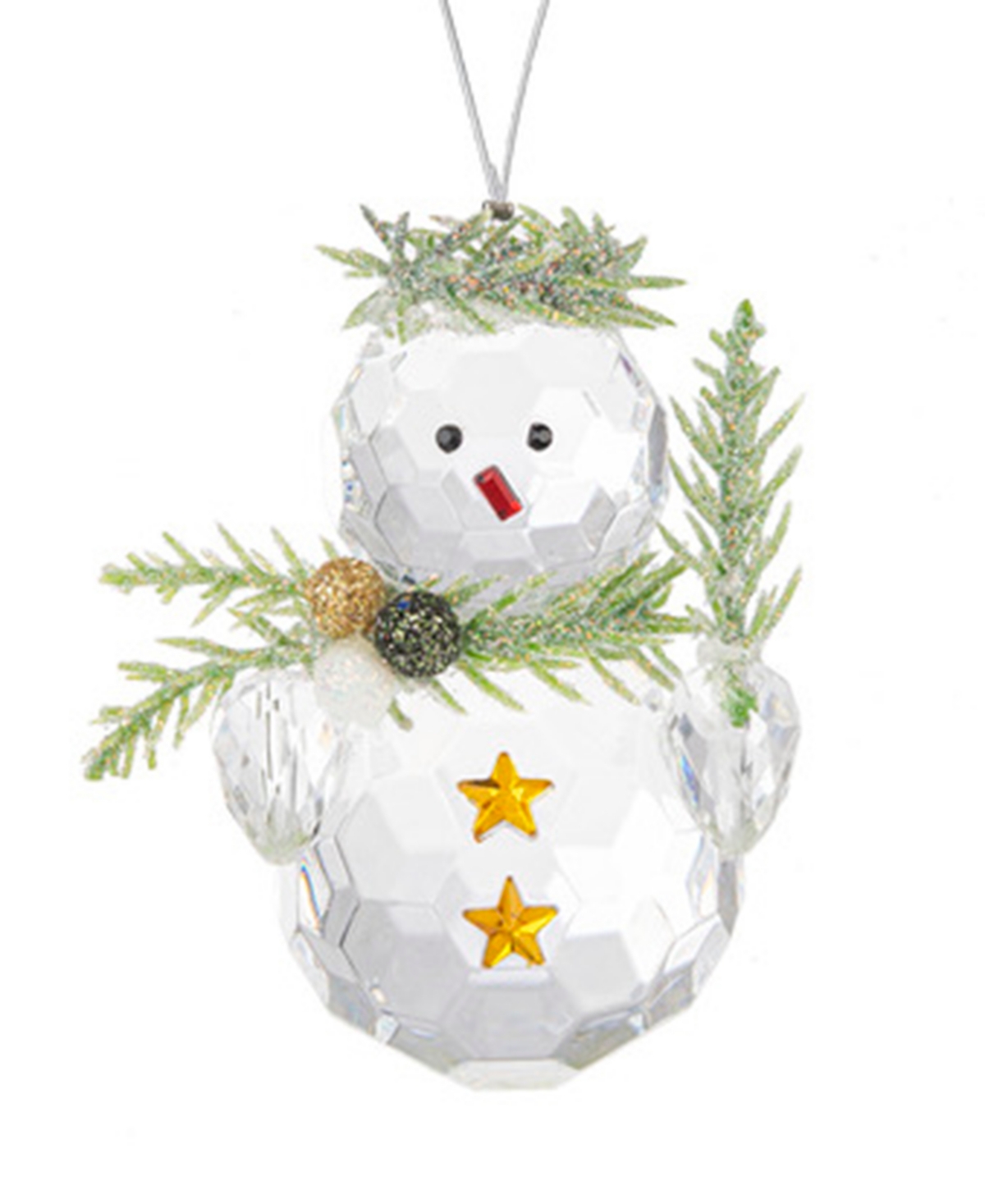 Ganz Kissing Krystals Teeny Mistletoe Snowman With Snowflake Ornament In Clear,red,green