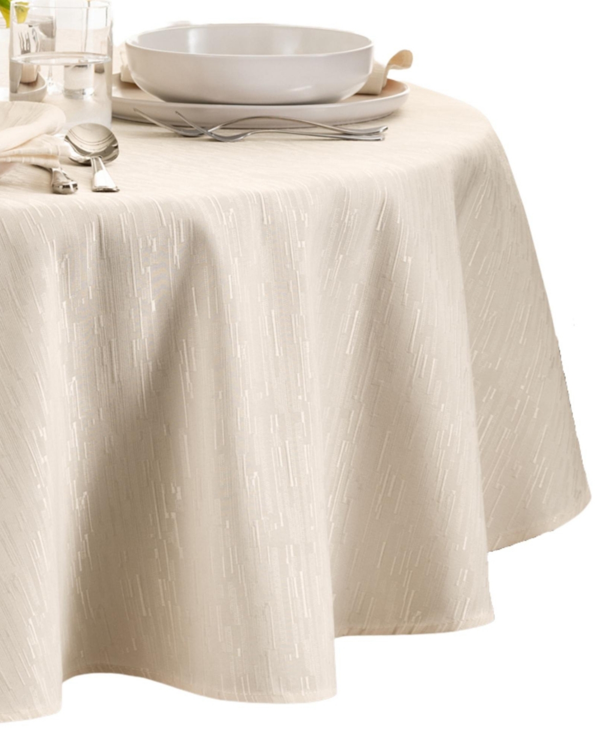 Elrene Continental Solid Texture Water And Stain Resistant Tablecloth, 60" X 84" Oval In White