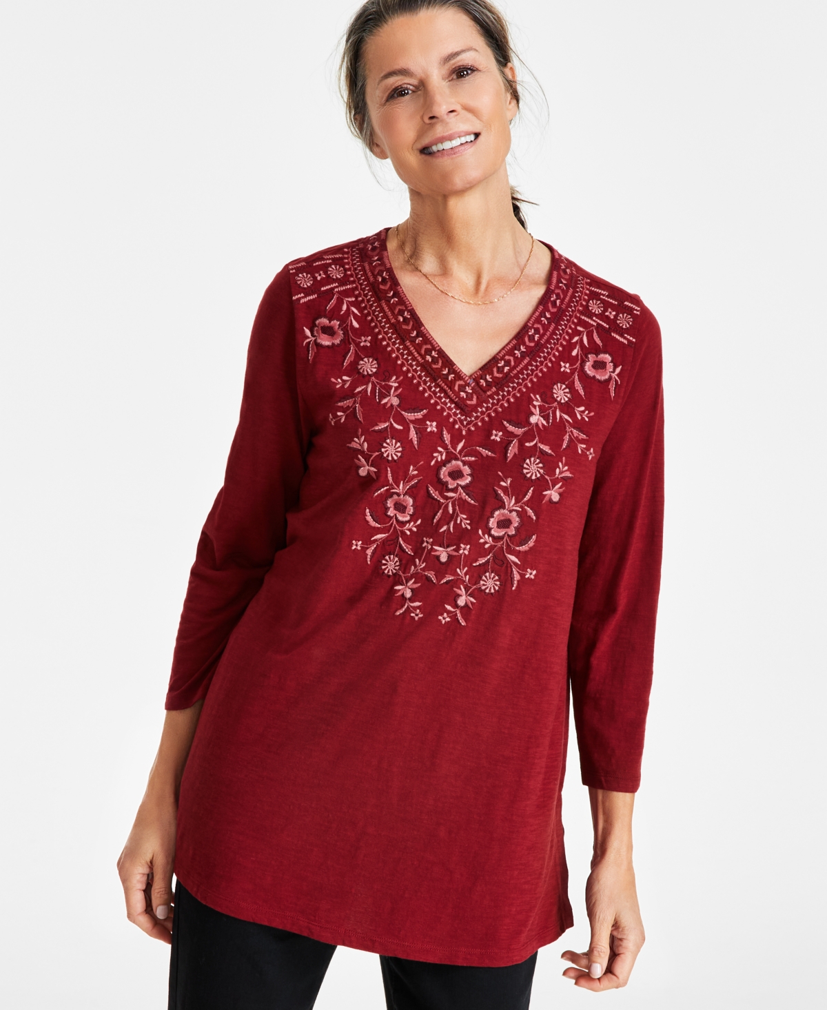 Style & co embroidered top best sale