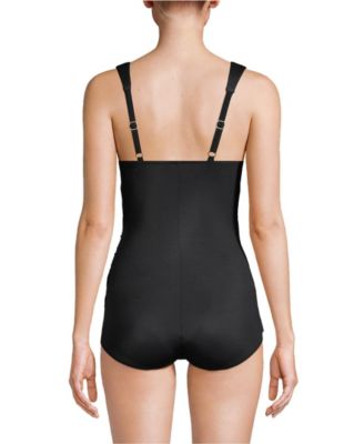 Women's D-Cup SlenderSuit V-Neck Tummy Control Skirted One Piece Swimsuit