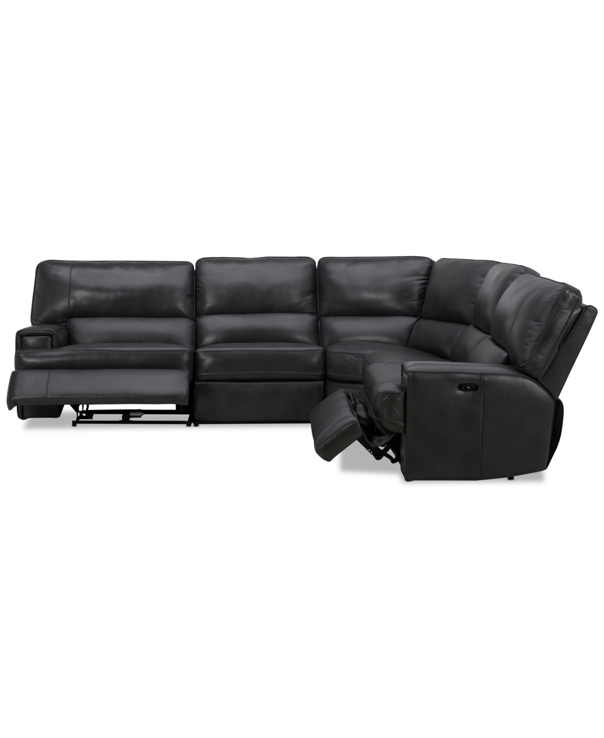 Closeout! Binardo 5 Pc Zero Gravity Leather Sectional with 2 Power Recliners, Created for Macy's