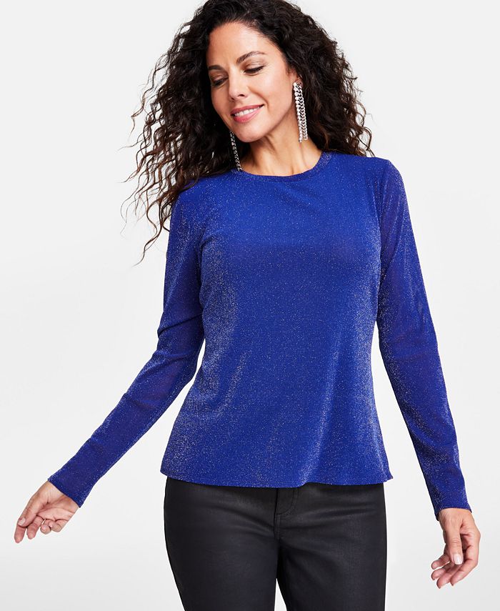INC International Concepts Women s Shimmering Mesh Top Created for Macy s
